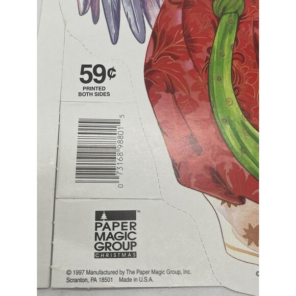 Vintage 2 Paper Magic Group Christmas Angel Playing Ark Die Cut Decoration 12” - Picture 8 of 14